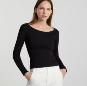 NWT Everlane Long-Sleeve Ribbed Scoop-Neck Tee
